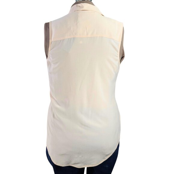 Max Studio Large NWT Sleeveless Peach Silk Collared Blouse - Picture 2 of 9